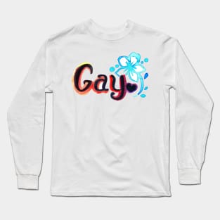 Watercolor Flower Gay Pride Long Sleeve T-Shirt